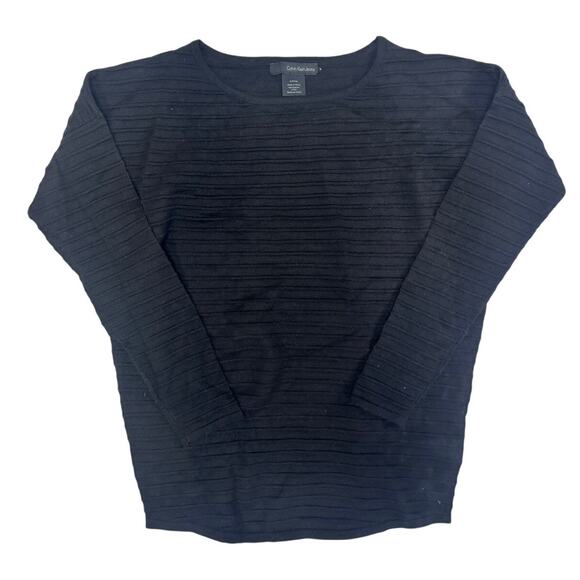 Calvin Klein Women's Black Ribbed Crew Neck Top Size S - Picture 1 of 5